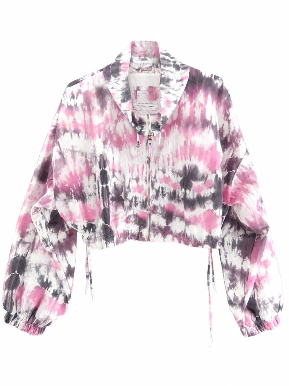 Bershka, Cropped Windbreaker, Pink & Charcoal Tie-Dye Jacket, US Large